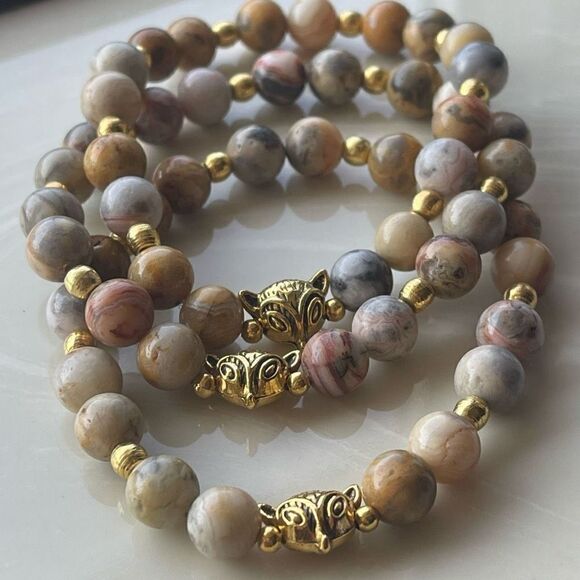 Fox crazy lace agate ONE stretch bracelet NEW meditation reiki yoga crystal - Picture 8 of 10